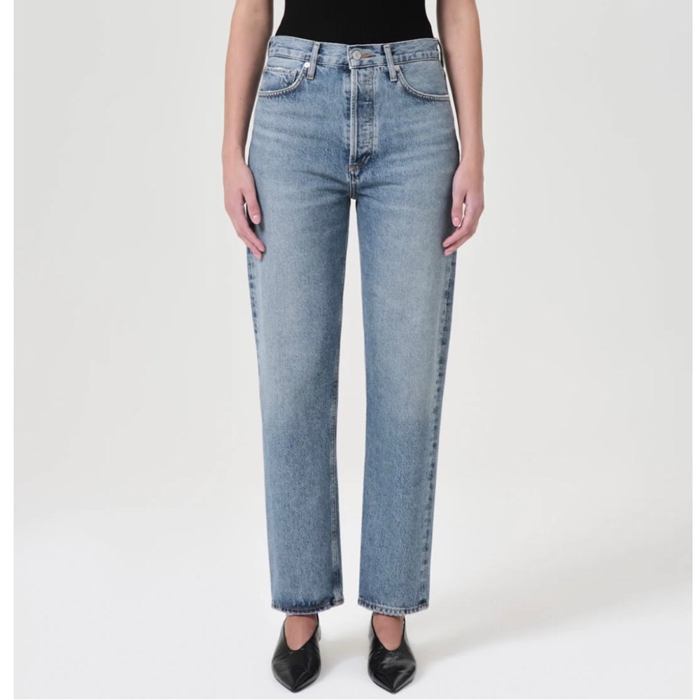 Agolde 90s Pinch Waist High Rise Straight Leg Navigate Distressed Jeans Size 31